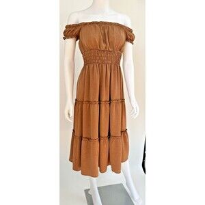 Forever 21 Dress Women’s Brown Off The Shoulder Maxi Size S Small